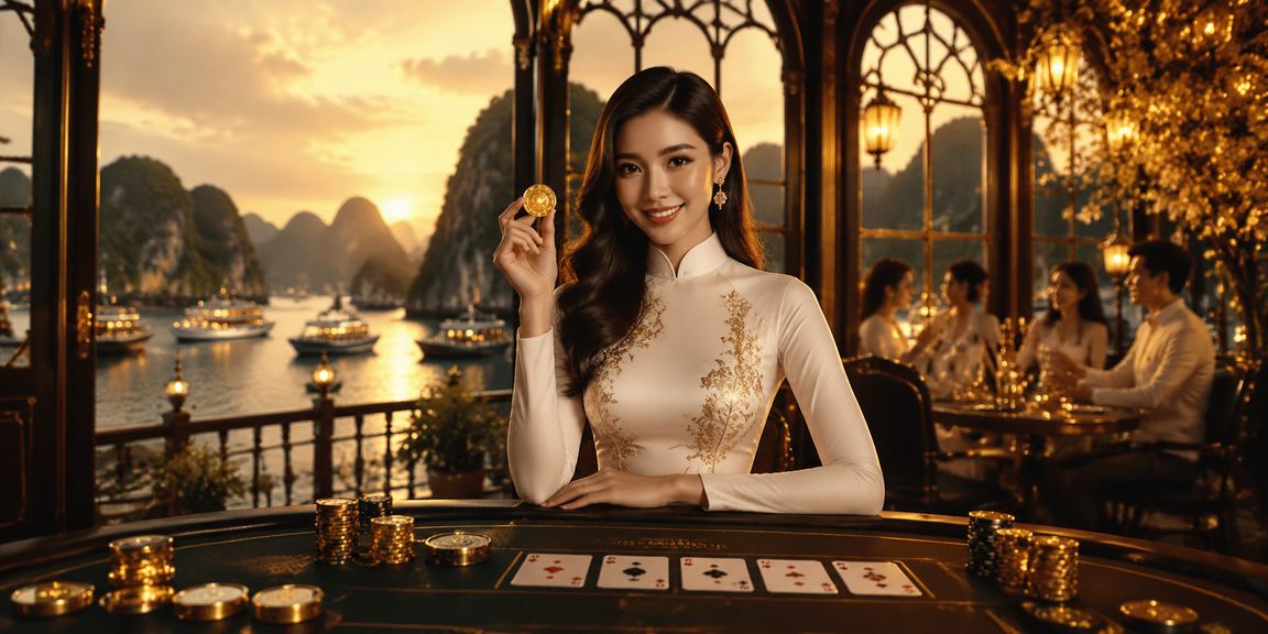Người chơi mặc áo dài tại Hạ Long trải nghiệm Baccarat Casino Live trên điện thoại