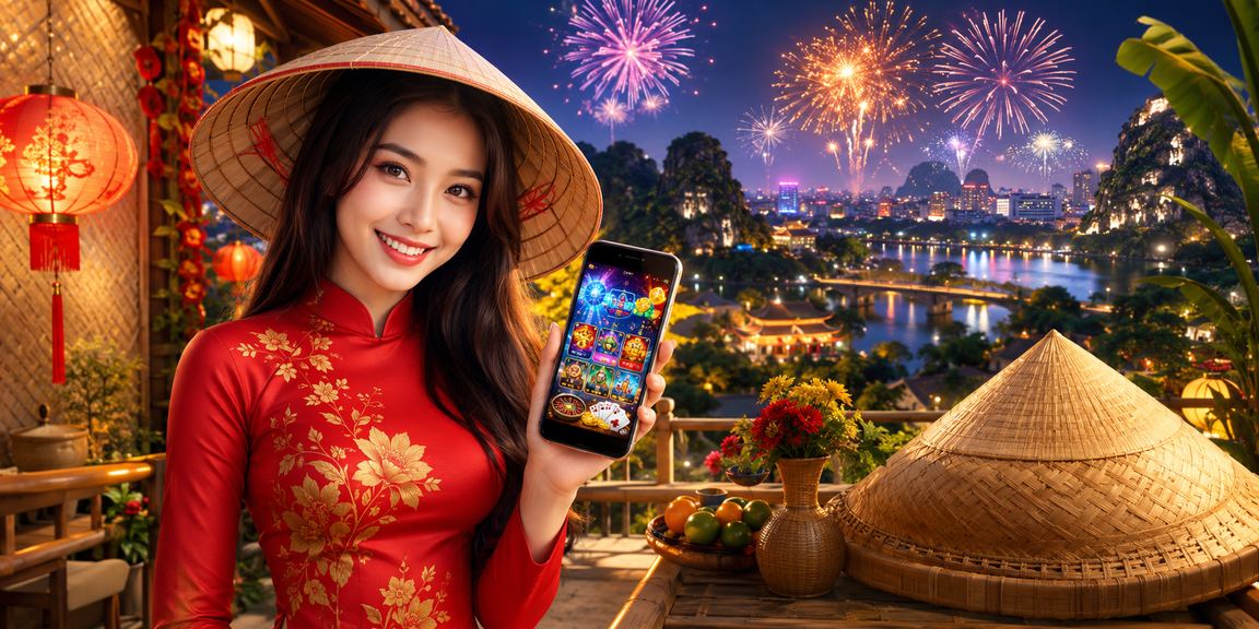 Người dùng đội nón lá tại Ninh Bình đang trải nghiệm casino di động trên điện thoại
